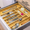 HOMESTEAD Drawer Organizer Kitchen Utensils - Silverware Drawer Organizer Tray, Bamboo Drawer Dividers Expandable for Kitchen, Bedroom, Office and Cosmetics 8-10 Compartments
